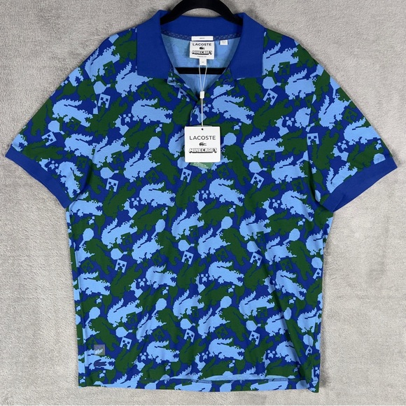 Lacoste x Minecraft All Over Print Classic Fit Polo Unisex 2XL 100% Cotton NWT